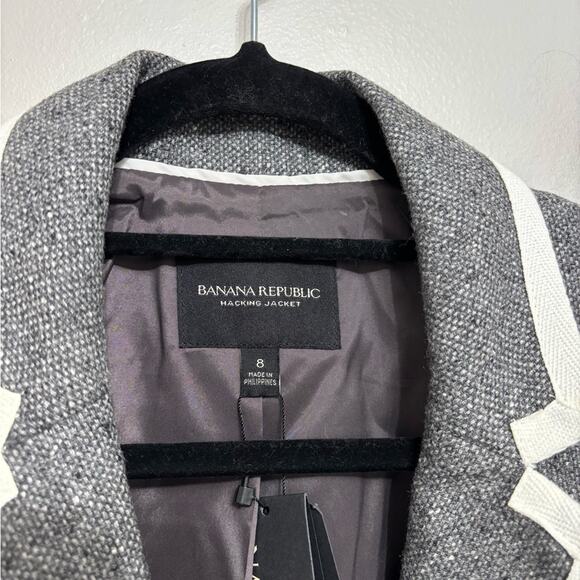 NWT Banana Republic Hack ing Jacket in Piped Grey - Size 8 - Picture 4 of 10